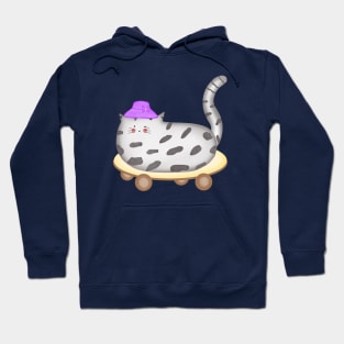 Cute little fat cat on skateboard Hoodie